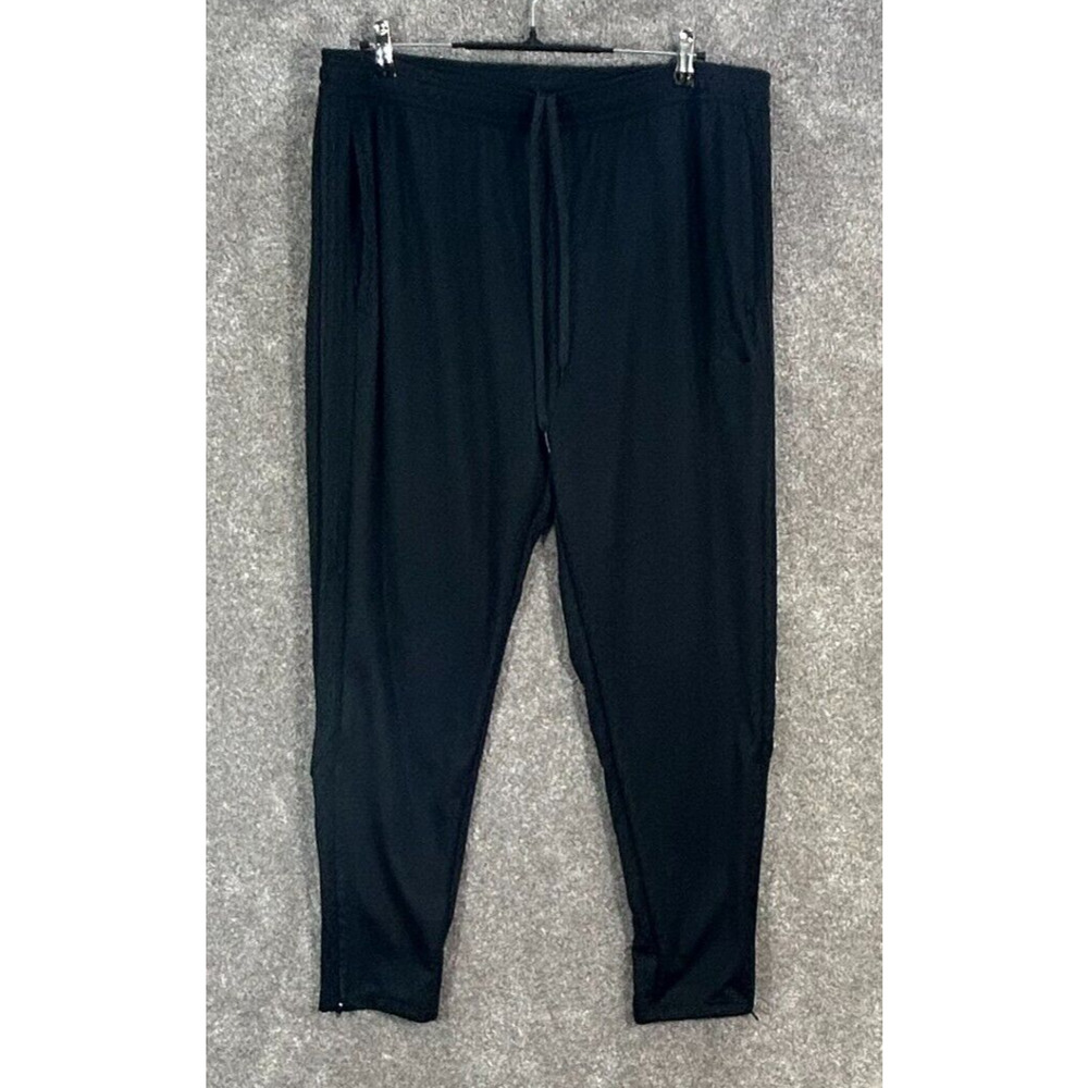 Adidas Jogger Mens 2XL Black Measures 37X30 Aeroready Zip Ankle Pockets Pants